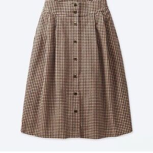 UNIQLO x Ines De La Fressange Corduroy Midi Button Up Plaid Skirt Size 8